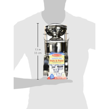 Melissa Doug Stainless Steel Kids Pots Pans Play Set