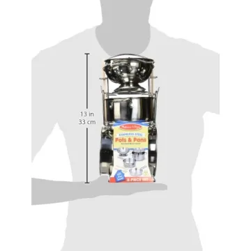 Melissa Doug Stainless Steel Kids Pots Pans Play Set