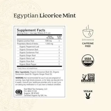 Yogi Tea - Egyptian Licorice Mint Tea (6 Pack) - Warming and Naturally Spicy Sweet - Caffeine Free - 96 Organic Herbal Tea Bags