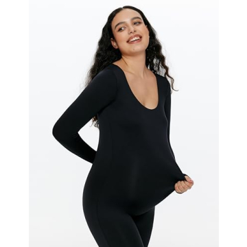 POSHDIVAH Maternity Bodysuit Soft Stretchy Jumpsuit