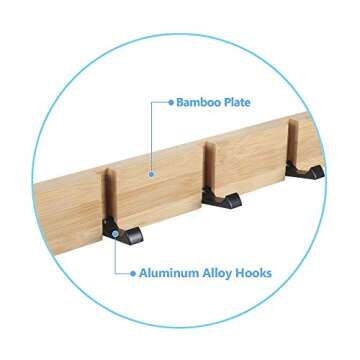 JSVER Wooden Coat Hooks Coat Rack Wall Mounted, Modern Coat Rack, Space-Saving Coat Hook with 4 Standard Retractable Hooks Hat Coat Hook for Entryway, Hallway, Bathroom, Living Room, Bedroom