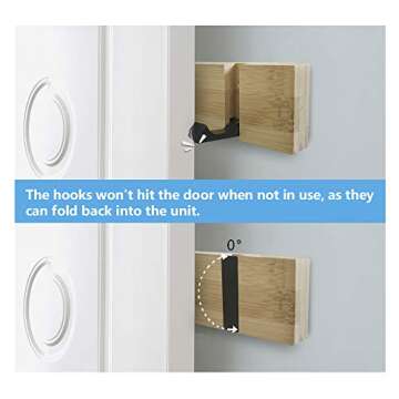 JSVER Wooden Coat Hooks Coat Rack Wall Mounted, Modern Coat Rack, Space-Saving Coat Hook with 4 Standard Retractable Hooks Hat Coat Hook for Entryway, Hallway, Bathroom, Living Room, Bedroom