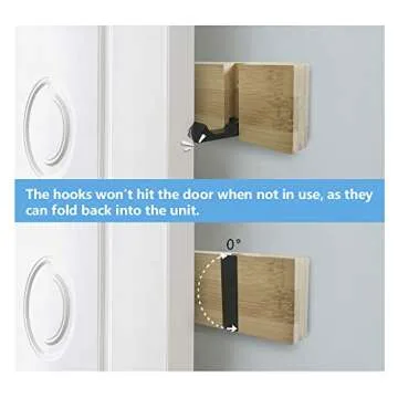 JSVER Wooden Coat Hooks Coat Rack Wall Mounted, Modern Coat Rack, Space-Saving Coat Hook with 4 Standard Retractable Hooks Hat Coat Hook for Entryway, Hallway, Bathroom, Living Room, Bedroom