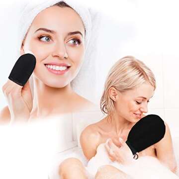 Boao 5 Pieces Self Tanning Mitt Applicator Kit, Includes Tanning Mitt, Exfoliating Glove, Mini Face ...