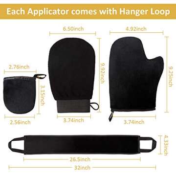 Boao 5 Pieces Self Tanning Mitt Applicator Kit, Includes Tanning Mitt, Exfoliating Glove, Mini Face Glove, Back Lotion Applicator, and Large Brush Makeup