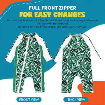 SwimZip Boys' Long-Sleeve UPF 50+ Swimsuit for Baby, Toddler, & Little Boys Green