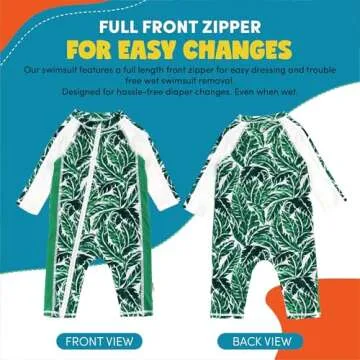 SwimZip Boys' Long-Sleeve UPF 50+ Swimsuit for Baby, Toddler, & Little Boys Green