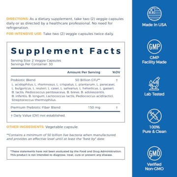 NewRhythm Probiotics 50B CFU 20 Strains Digestive Support