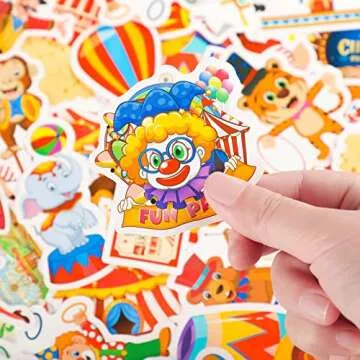50 Pieces Circus Party Favors Stickers Carnival Stickers Animal Clown Sticker Carnival Themed Party Favors Carnival Circus Theme for Birthday Baby Shower Decoration