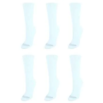 Hanes Women's 6-Pair Plush Comfort Toe Seam Crew Socks - Versatile White Liners