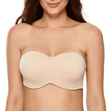 DELIMIRA Women's Strapless Bra Minimizer Seamless Underwire Unlined Bandeau for Big Bust Beige 38G