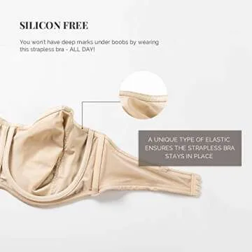 DELIMIRA Women's Strapless Bra Minimizer Seamless Underwire Unlined Bandeau for Big Bust Beige 38G