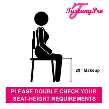 Unique -TuscanyPRO Folding-Compact Makeup Artist Chair (29" SEAT Height) w/ 14″ LED Ring Light-Bes...