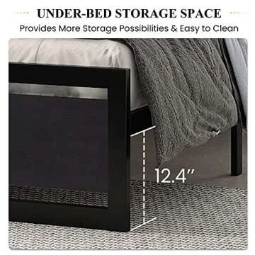 SHA CERLIN Full Size Bed Frame with Modern Headboard, Heavy Duty Platform Metal Base with Square Footboard and 13 Strong Slats Support, No Box Spring Needed, Black