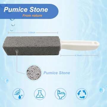 Tuodeal Pumice Stone for Toilet Bowl Cleaning - 4 Pack with Handle