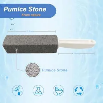 Tuodeal Pumice Stone for Toilet Bowl Cleaning - 4 Pack with Handle