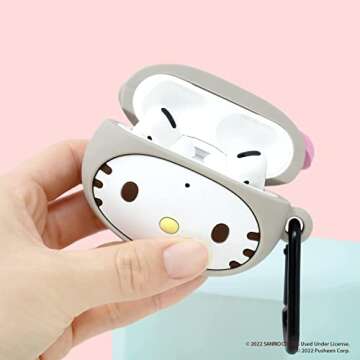 iFace Cute AirPods 3 Case - Hello Kitty x Pusheen Silicone Character Figure Cover [Keychain Clip Included] [Wireless Charging Compatible]