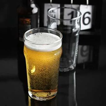 Pint Glass,British Style Imperial Beer Glasses(Set of 4),English Pub style Ale glassware,Unique Design Lager Drinking Glasses,Easy Stacking in The Cupboard (18 oz Set of 4)