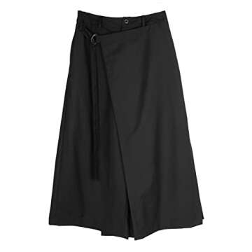 AITFINEISM Men's Casual Skirt Pants Loose Wide Leg Harem Pant Japanese Harajuku Kimono Trousers (Large, Black 3)