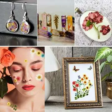 146 Pieces Dried Pressed Flowers Natural Real Dry Flower and 80 Pieces Butterfly Transparent Stickers Set with Tweezers for Art DIY Craft Candles, Resin Jewelry, Pendant, Making Art Floral Decors
