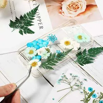 146 Pieces Dried Pressed Flowers Natural Real Dry Flower and 80 Pieces Butterfly Transparent Stickers Set with Tweezers for Art DIY Craft Candles, Resin Jewelry, Pendant, Making Art Floral Decors