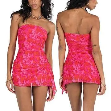 Chic Y2K Floral Bodycon Tube Mini Dress for Summer Fun