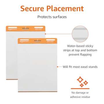 Amazon Basics Sticky Easel Pad, 25 x 30-Inch, 2 Count, White