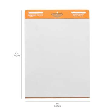 Amazon Basics Sticky Easel Pad, 25 x 30-Inch, 2 Count, White