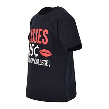 Unique Baby Boys Toddler 25 Cent Kisses Valentine's Day Shirt Outfit (8 Years) Black