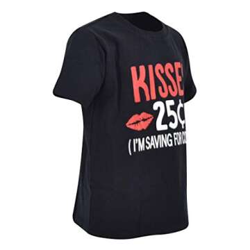 Unique Baby Boys Toddler 25 Cent Kisses Valentine's Day Shirt Outfit (8 Years) Black