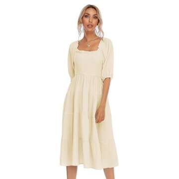 Stylish R.Vivimos Off Shoulder Cotton Midi Dress for Summer