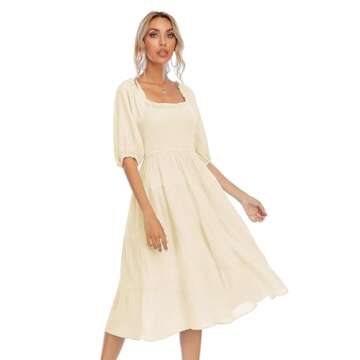 Stylish R.Vivimos Off Shoulder Cotton Midi Dress for Summer
