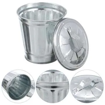 jojofuny Desktop Garbage Bin Mini Trash Can Iron Garbage Can Pencil Cup Holder Mini Wastebasket Trash Can Garbage Holder Flower Pot for Home Kitchen Office Silver