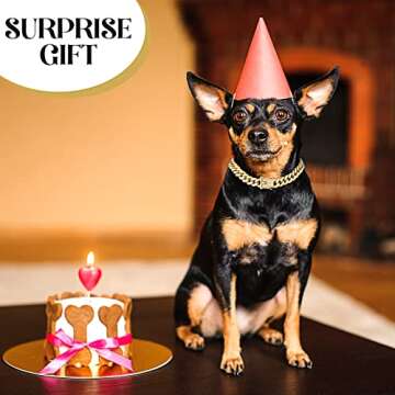 Tallew Dog Chain Diamond Collar Walking Metal Chain Necklace with Secure Buckle Pet Cuban Style Collar Jewelry Accessories for Small Medium Large Dog Cats(8 Inch,Gold)