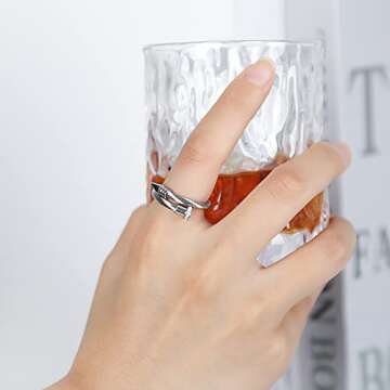 FOCUSTEEL Cuff Pearl Ring Adjustable 70mm-90mm