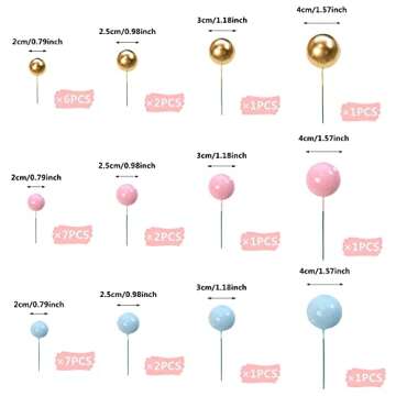 Ball Cake Topper Ball Cake Picks Colorful Pearl Ball Shaped Cupcake Insert Cake Topper for Bear Them...