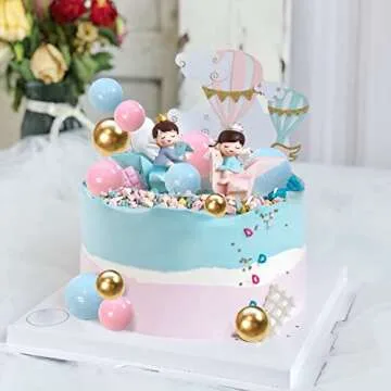 Ball Cake Topper Ball Cake Picks Colorful Pearl Ball Shaped Cupcake Insert Cake Topper for Bear Theme Birthday Party Favors Wedding Decoration Supplies (Gold Pink Blue)