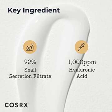 COSRX Snail Mucin 92% Moisturizer, Daily Repair Face Gel Cream Tube Type for Dry, Sensitive Skin, Not Tested on Animals, No Parabens, No Sulfates, No Phthalates, Korean Skincare (3.52Fl Oz / 100g)