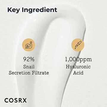 COSRX Snail Mucin 92% Moisturizer, Daily Repair Face Gel Cream Tube Type for Dry, Sensitive Skin, Not Tested on Animals, No Parabens, No Sulfates, No Phthalates, Korean Skincare (3.52Fl Oz / 100g)
