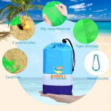 BYDOLL Beach Blanket 28''X71'' 1-2 Adults Waterproof Sandproof Oversized Lightweight Large Blanket Picnic Mat for Beach Sand Free Travel Camping Hiking Picnic