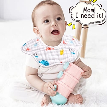 MERLINAE Organic Cotton Muslin Bibs for Babies Drool & Teething