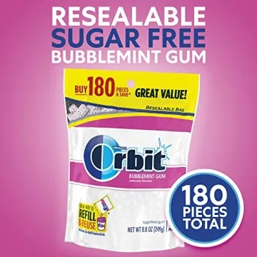 ORBIT Bubblemint Sugar Free Gum 180-Piece Resealable Pack