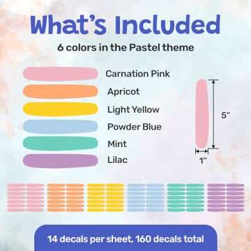 LucyLews Home Wall Decals Peel and Stick, Pastel Confetti Sprinkles Wall Decals, Removable Decals Safe on Painted Walls, Matte Finish, 1 x 5 inches Confetti, 160 Decals