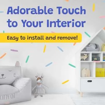 LucyLews Home Wall Decals Peel and Stick, Pastel Confetti Sprinkles Wall Decals, Removable Decals Safe on Painted Walls, Matte Finish, 1 x 5 inches Confetti, 160 Decals