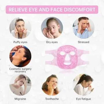 Face Eye Mask Ice Pack for Reducing Puffiness, Bags Under Eyes, Puffy Dark Circles, Migraine,Hot/Cold Pack with Soft Plush Backing (Pink #19)