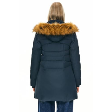 Orolay Women's Stylish Winter Down Jacket Navy