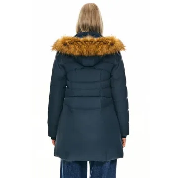 Orolay Women's Stylish Winter Down Jacket Navy