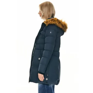 Orolay Women's Stylish Winter Down Jacket Navy
