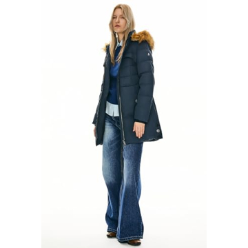 Orolay Women's Stylish Winter Down Jacket Navy