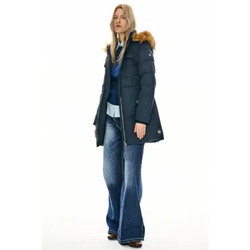 Orolay Women's Stylish Winter Down Jacket Navy